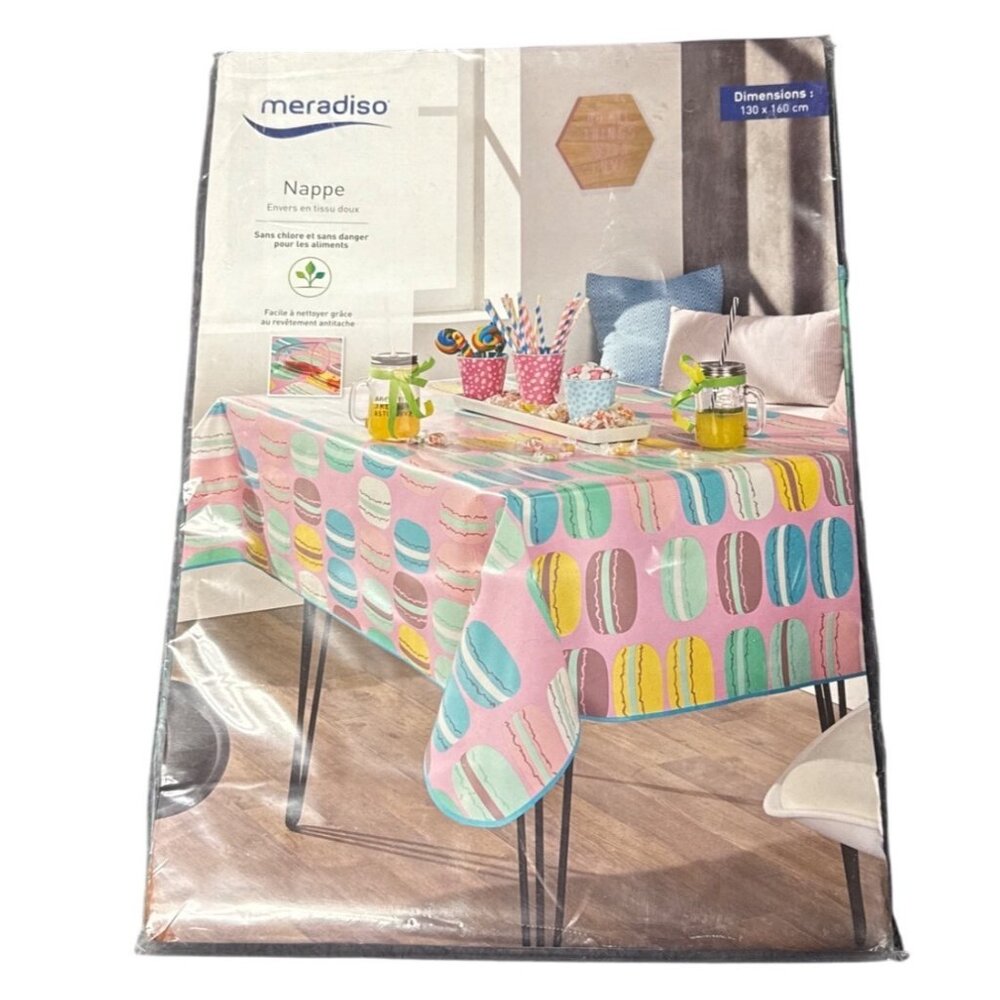 Colorful Macaron Print Tablecloth 130x160 Cm  Easy-Clean Stain-Resistant Coating
